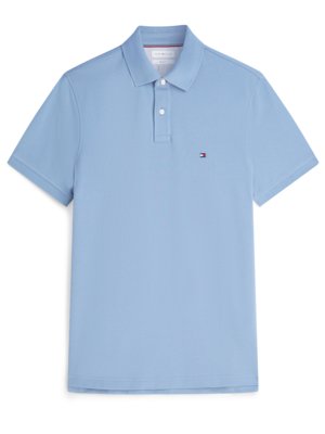 Unifarbenes Poloshirt 1985 und kleiner Flag-Stickerei, Regular Fit