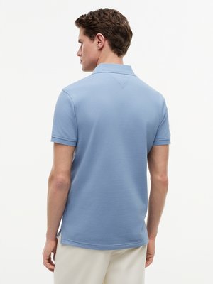 Unifarbenes Poloshirt 1985 und kleiner Flag-Stickerei, Regular Fit