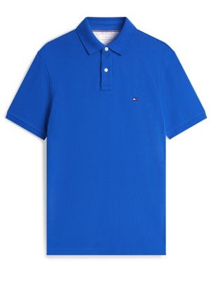 Unifarbenes Poloshirt 1985 und kleiner Flag-Stickerei, Regular Fit