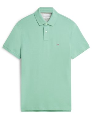 Unifarbenes Poloshirt 1985 und kleiner Flag-Stickerei, Regular Fit