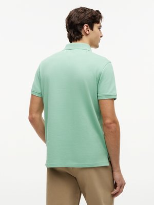 Unifarbenes Poloshirt 1985 und kleiner Flag-Stickerei, Regular Fit