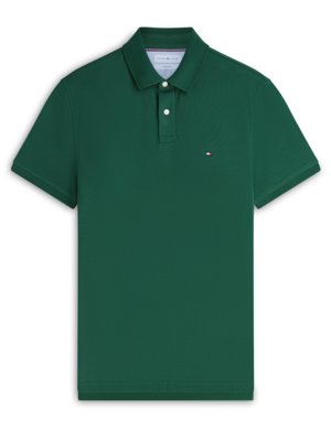 Unifarbenes Poloshirt 1985 und kleiner Flag-Stickerei, Regular Fit