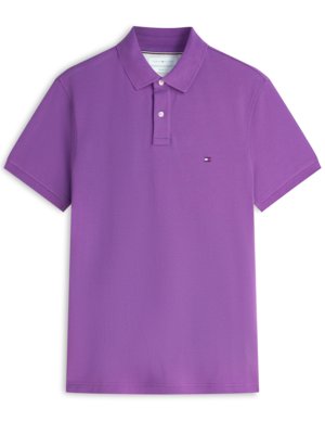 Unifarbenes Poloshirt 1985 und kleiner Flag-Stickerei, Regular Fit
