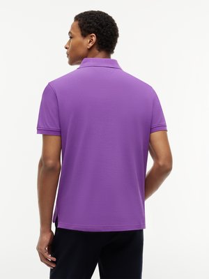 Unifarbenes Poloshirt 1985 und kleiner Flag-Stickerei, Regular Fit