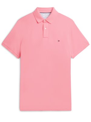 Unifarbenes Poloshirt 1985 und kleiner Flag-Stickerei, Regular Fit