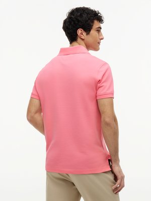 Unifarbenes Poloshirt 1985 und kleiner Flag-Stickerei, Regular Fit