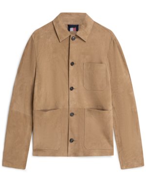 Leichte Hemdjacke aus Veloursleder mit aufgesetzten Taschen