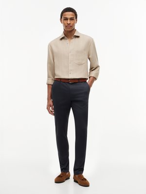 Chino Bleecker mit feinem Muster und Stretchanteil, Slim Fit