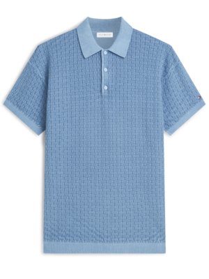 Strick-Poloshirt aus Baumwolle mit Waffelstruktur