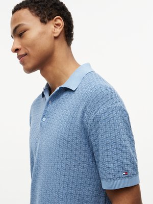 Strick-Poloshirt aus Baumwolle mit Waffelstruktur