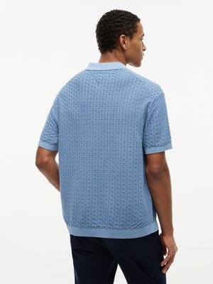 Strick-Poloshirt aus Baumwolle mit Waffelstruktur