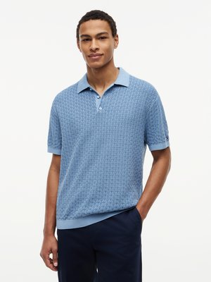 Strick-Poloshirt aus Baumwolle mit Waffelstruktur