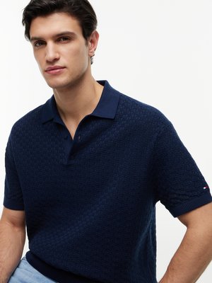 Strick-Poloshirt aus Baumwolle mit Waffelstruktur