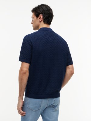 Strick-Poloshirt aus Baumwolle mit Waffelstruktur