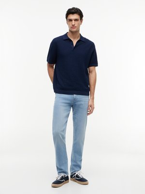 Strick-Poloshirt aus Baumwolle mit Waffelstruktur