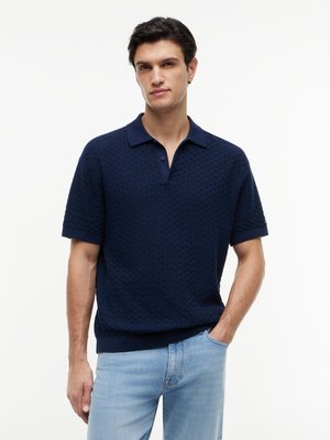 Strick-Poloshirt aus Baumwolle mit Waffelstruktur