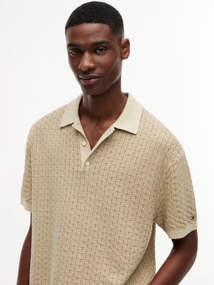 Strick-Poloshirt aus Baumwolle mit Waffelstruktur
