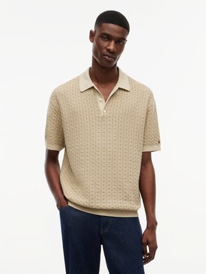 Strick-Poloshirt aus Baumwolle mit Waffelstruktur