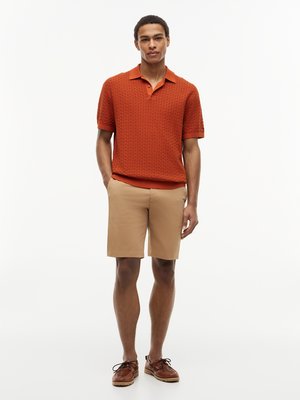 Strick-Poloshirt aus Baumwolle mit Waffelstruktur
