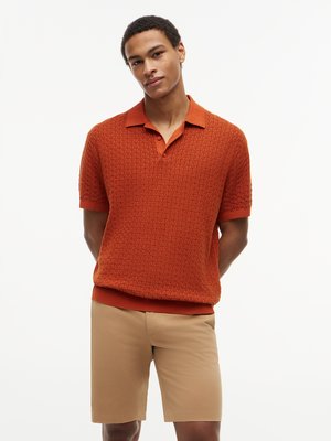 Strick-Poloshirt aus Baumwolle mit Waffelstruktur