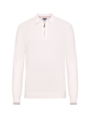 Langarm-Strick-Poloshirt mit Seide und Lyocell