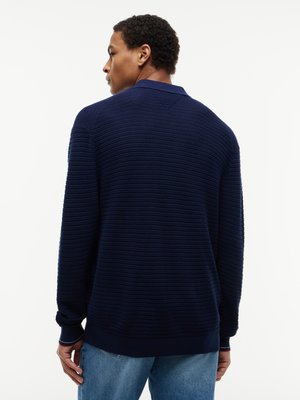 Langarm-Strick-Poloshirt mit Seide und Lyocell