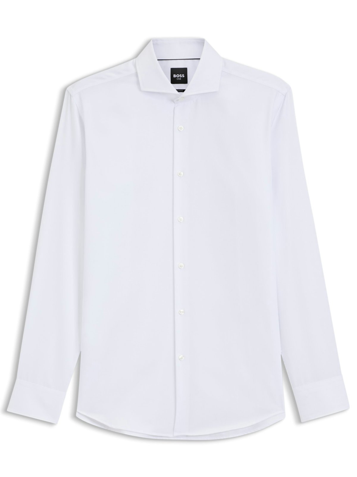 BOSS Baumwollhemd mit feiner Struktur und Haifischkragen, Slim Fit in 44S