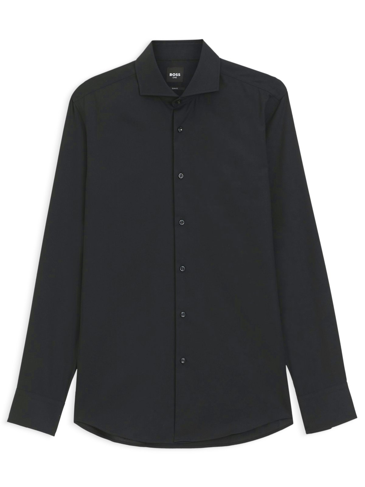 BOSS Baumwollhemd mit feiner Struktur und Haifischkragen, Slim Fit in 42S