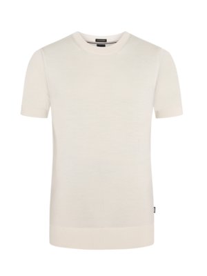 Glattstrick-T-Shirt aus Schurwolle mit Rundhalsausschnitt