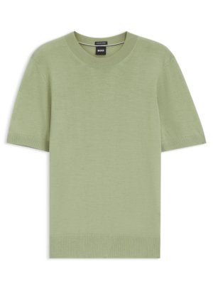 Glattstrick-T-Shirt aus Merinowolle mit Rundhalsausschnitt