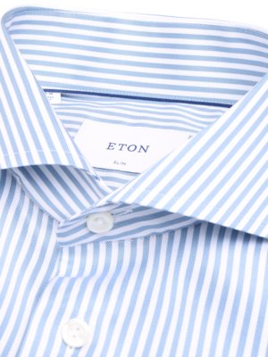 Signature Twill-Hemd mit Streifen und Haifischkragen, Slim