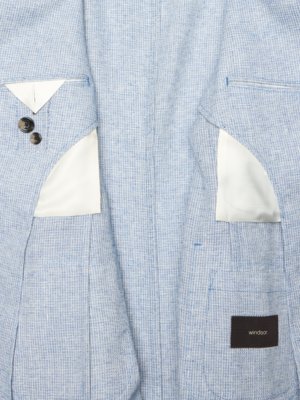 Ungefüttertes Sakko aus einem Leinen-Wolle-Mix mit Kleinmuster, Shaped Fit