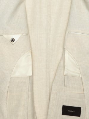 Ungefüttertes Sakko aus einem Leinen-Wolle-Mix mit Kleinmuster, Shaped Fit