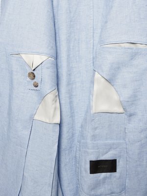 Ungefüttertes Leinensakko mit Fischgrät-Muster, Shaped Fit