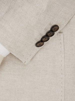Ungefüttertes Leinensakko mit Fischgrät-Muster, Shaped Fit