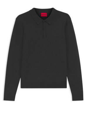 Langarm-Poloshirt aus leichtem Jersey-Mix
