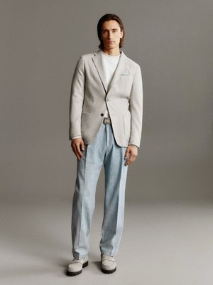 Ungefüttertes Sakko aus Wolle und Seide, Shaped Fit