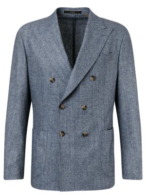 Zweireihiges Flanell-Sakko mit Kaschmir und Spitzfasson, Shaped Fit