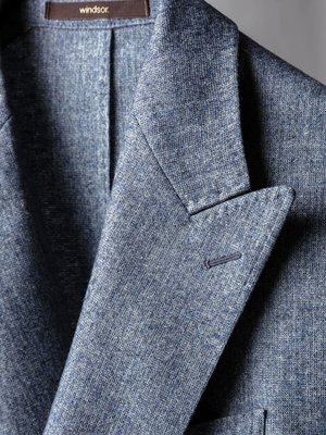 Zweireihiges Flanell-Sakko mit Kaschmir und Spitzfasson, Shaped Fit