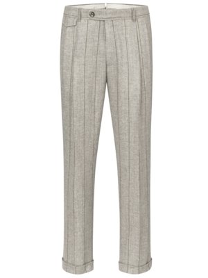 Anzughose aus einem Woll-Mix mit doppelter Bundfalte, Shaped Fit