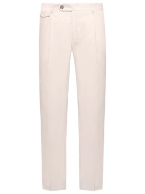 Feincordhose mit Bundfalte und Riegelverschluss, Shaped Fit