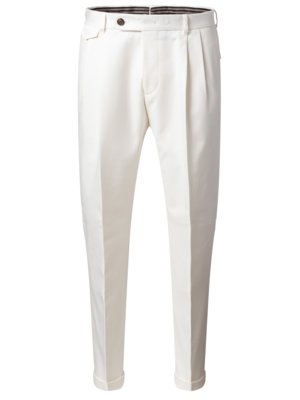 Baumwollhose mit doppelter Bundfalte und Stretch, Shaped Fit