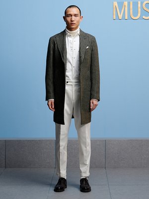 Baumwollhose mit doppelter Bundfalte und Stretch, Shaped Fit