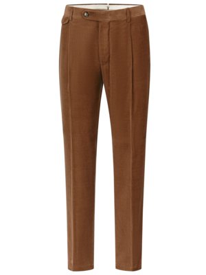 Anzughose mit Bundfalte aus einem Baumwollcord, Shaped Fit