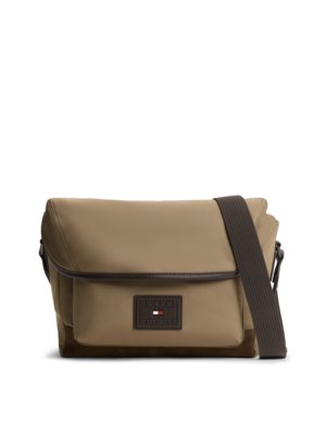 Crossbody-Umhängetasche aus Canvas mit Lederakzenten und Aufnäher