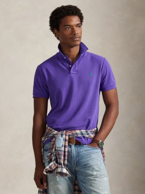 Piqué-Poloshirt mit Logo-Stickerei, Custom Slim Fit