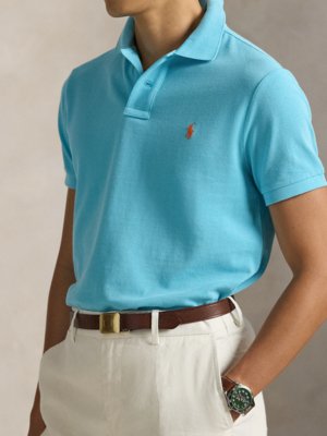 Piqué-Poloshirt mit Logo-Stickerei, Custom Slim Fit