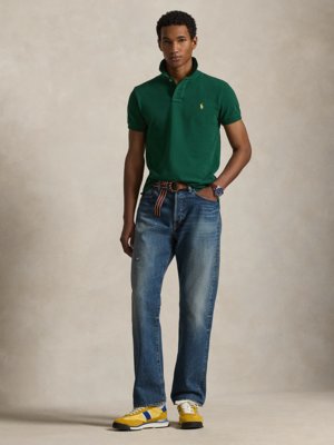 Piqué-Poloshirt aus Baumwolle mit Logo-Stickerei, Slim Fit