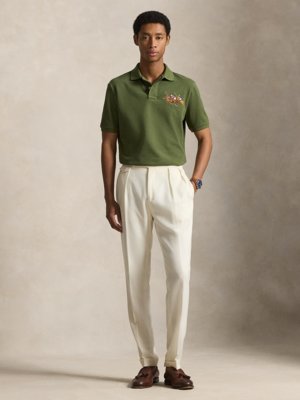 Piqué-Poloshirt mit farbiger Dreifach-Pony-Stickerei, Classic Fit