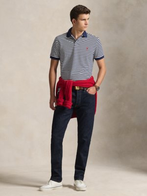 Piqué-Poloshirt mit Ringelstreifen, Custom Slim Fit